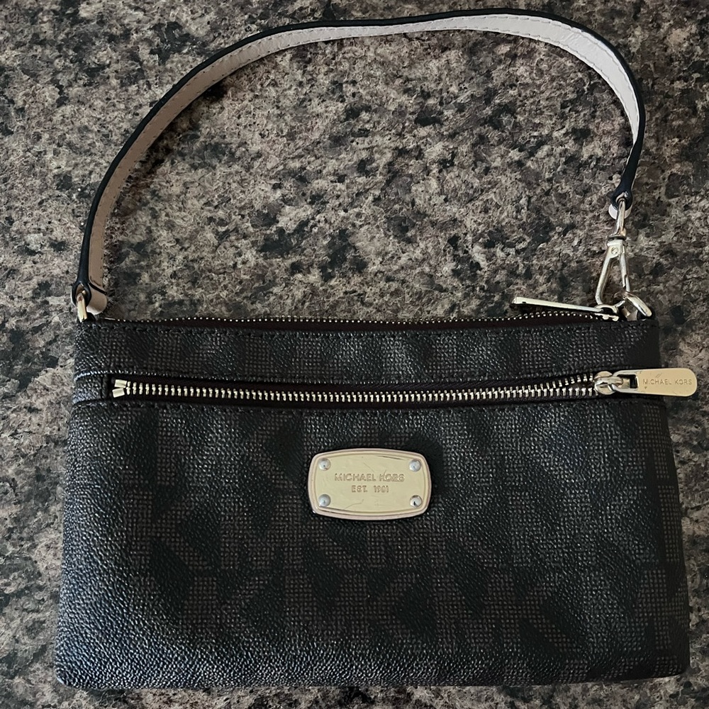 Michael Kors Brown & Beige Wristlet